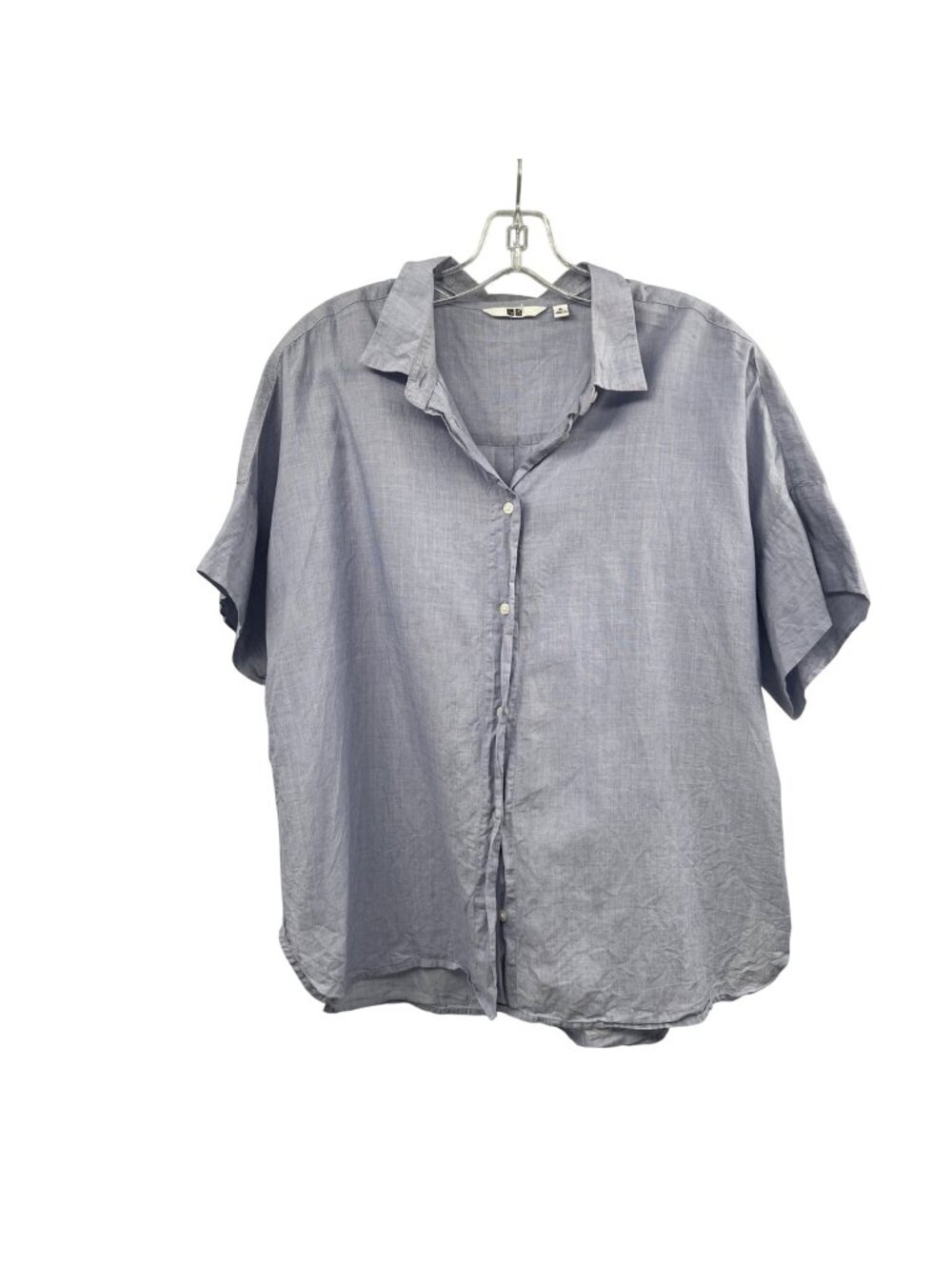 Uniqlo Womens Lightweight Button Up Top Short Sleeve Periwinkle Size XL